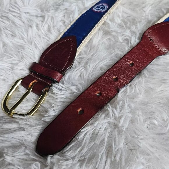 Cape Cod Belt HARDING ACADEMY Waistband Blue Canvas Belt Size 26-27 in - Picture 6 of 8